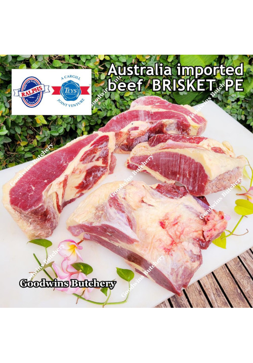 Beef BRISKET PE (Point End) frozen for smoke soup tongseng rawon semur Australia RALPHS / TEYS portioned cuts +/-1.5 kg/pc (price/kg)